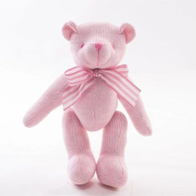 Hand Knit Woollen Teddy Bears with Bowknot Tie Stuffed Cotton Plush