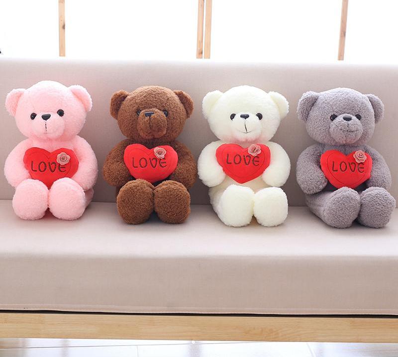 Teddy Bear with Love Heart Plush Stuffed Toy with Cotton Pudding